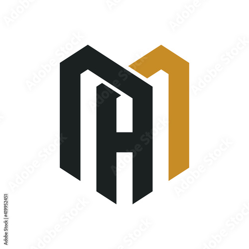 Initial letter mh logo or hm logo vector design template