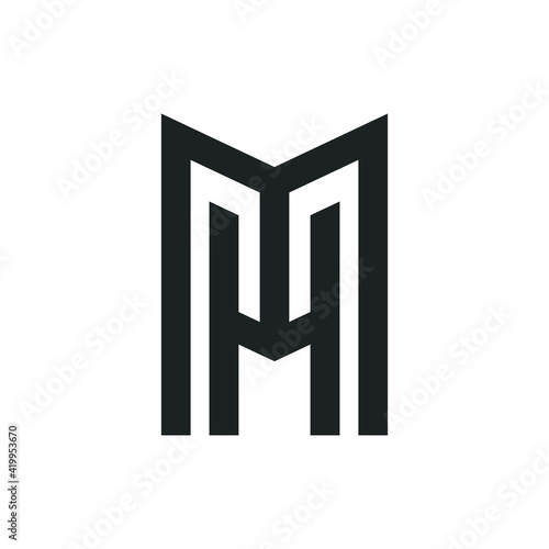 Creative abstract letter hm logo design. Linked letter mh logo design.