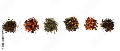 assortment of tea isolated on white background