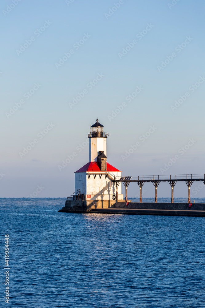 Michigan City Lighthouse & Pier, Michigan City, Michigan.