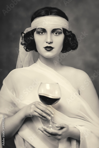 woman with wine