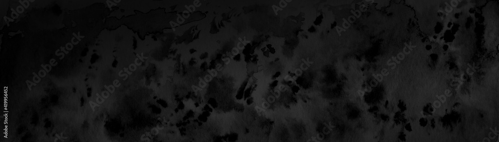 black abstract watercolor dark deep monochrome backdrop for design - obrazy, fototapety, plakaty 
