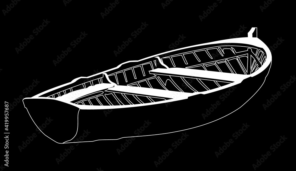 boat white on black background boat white on black background
