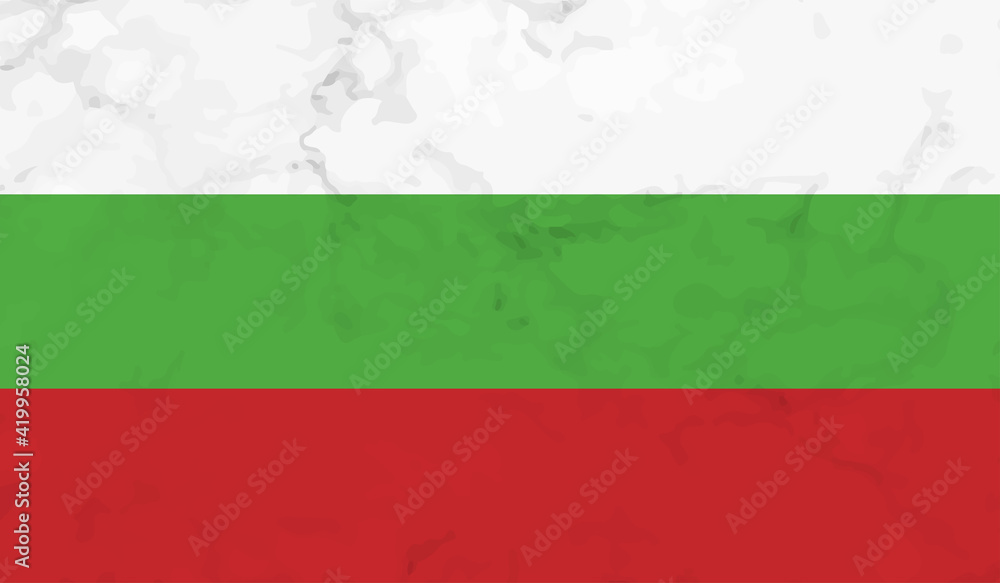 Grunge Bulgaria flag. Bulgaria flag with waving grunge texture. Vector background.