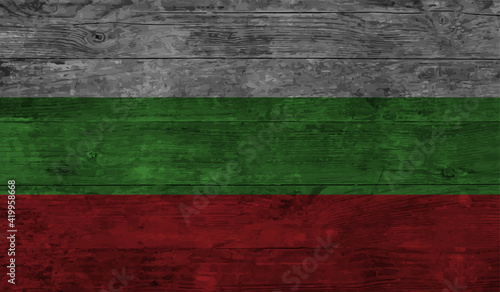 Grunge Bulgaria flag. Bulgaria flag with waving grunge texture. Vector background. © Stefan