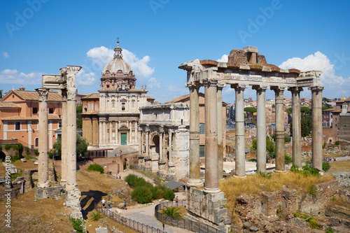 The ruins of ancient Rome in summer. photo