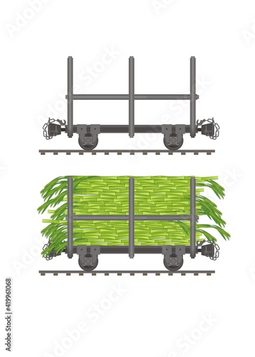 Sugar cane wagon. Simple flat illustration.