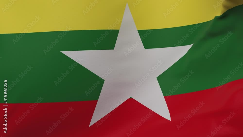 Myanmar waving flag seamless loop animation 4k. Myanmar waving flag seamless loop animation 4k.