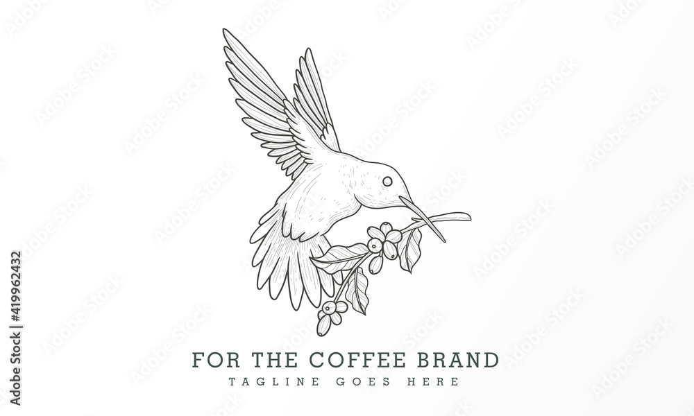 Fototapeta premium vector illustration of vintage coffee line art logo