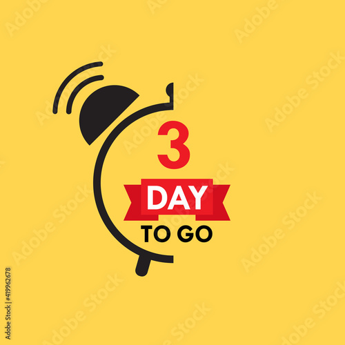 3 day to go last countdown icon. One day go sale price offer promo deal timer, 1 day only.