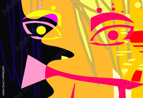 Surrealist faces are artistic portraits of humans, exclusive to fabric motifs and wall hangings
