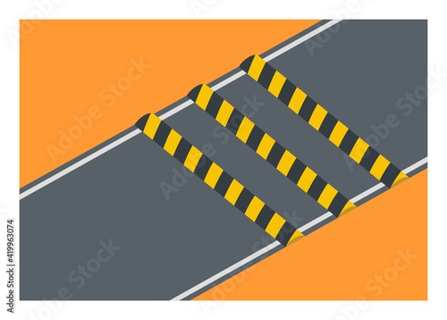 Small road with speed bumps. Simple flat illustration.
