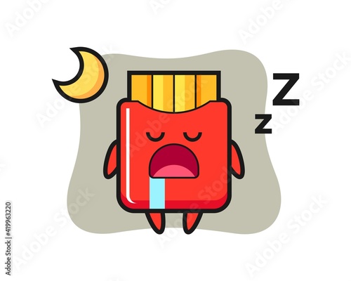 French fries character illustration sleeping at night