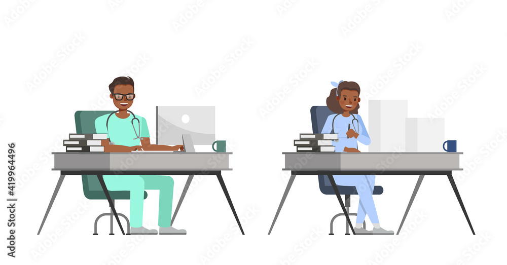 Doctor people working character vector design. Presentation in various action with emotions. Doctor people working character vector design. Presentation in various action with emotions.