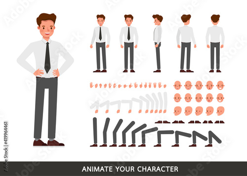 Businessman wear white shirt character vector design. Create your own pose.