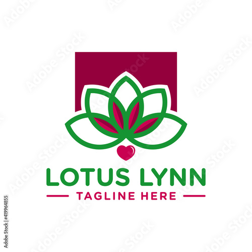 Modern Love Lotus Flower Logo