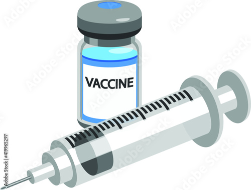 Syringe and vaccine medicine vector icon