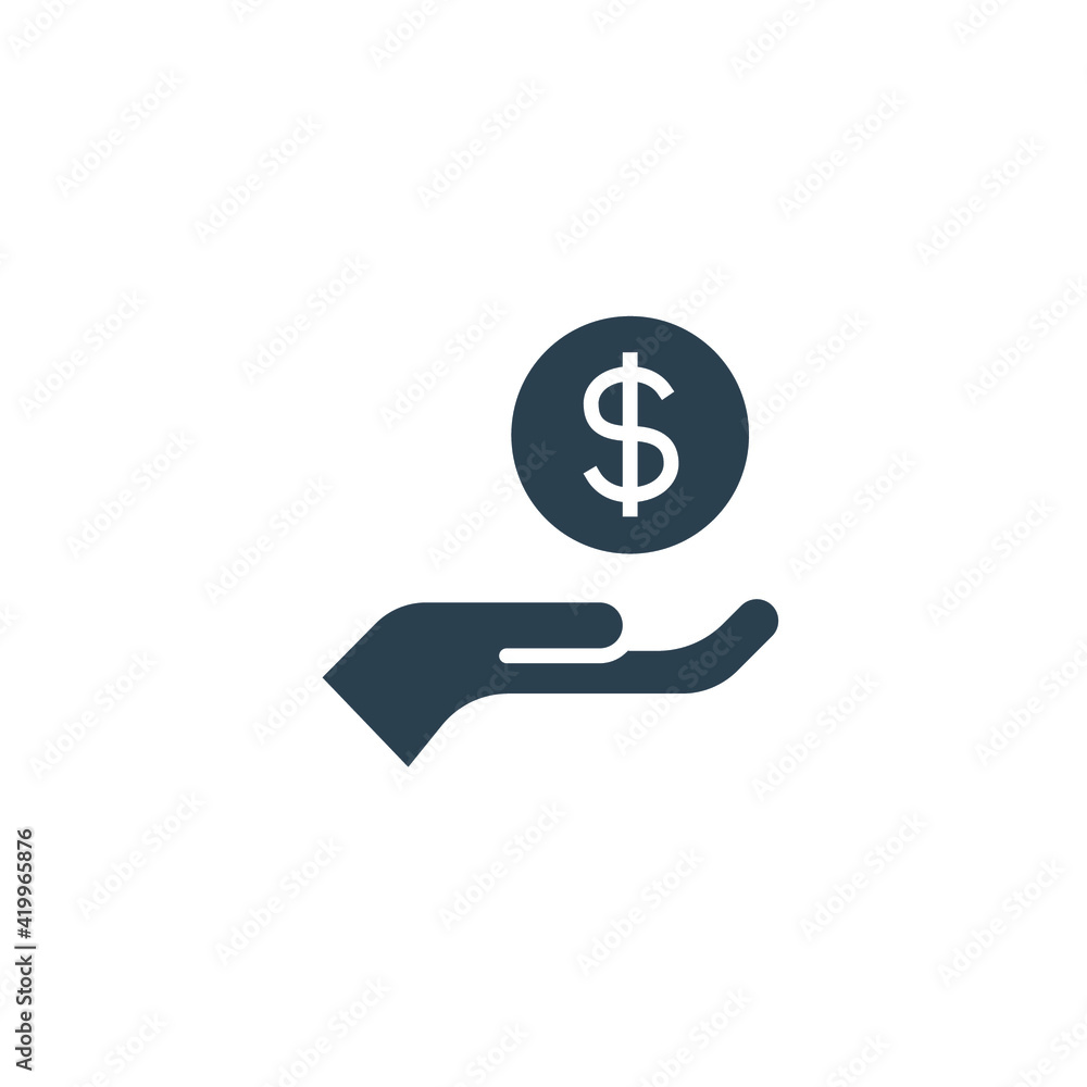 Salary, sell, money, business, buy, hand glyph icon. Simple solid style. Save, cash, coin, currency, dollar, finance concept. Vector illustration isolated on white background. EPS 10 Salary, sell, money, business, buy, hand glyph icon. Simple solid style. Save, cash, coin, currency, dollar, finance concept. Vector illustration isolated on white background. EPS 10