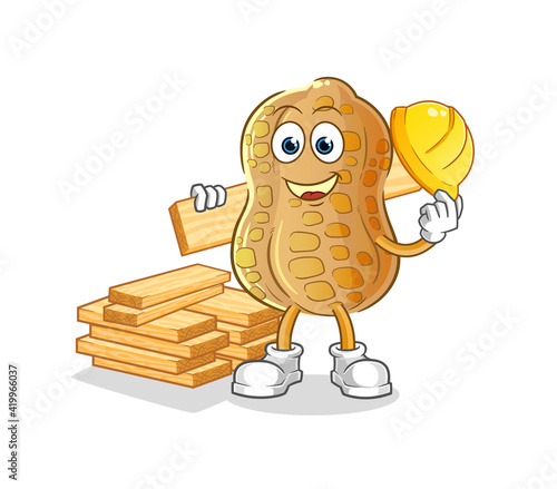 peanut builder vector. cartoon character
