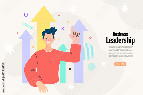 A business person standing near the arrow. looking at the target Success, success, business vision, career goals. Flat vector illustration