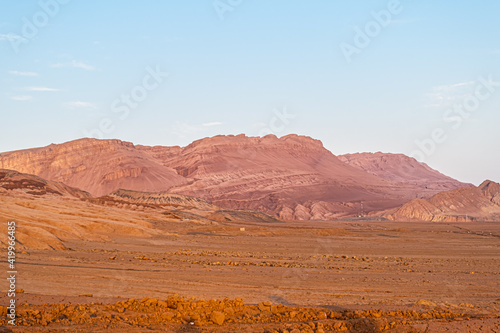 Flame mountain view is the famous landmark in the uyghur region nice place for tourists in china photo