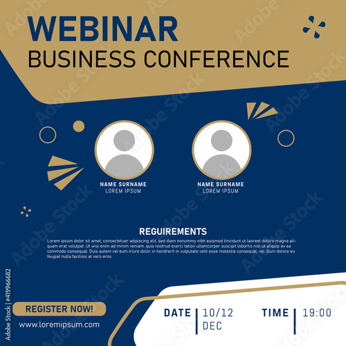 Business Conference. Live webinar invite template. Banner live webinar promotion for social media. Eps 10