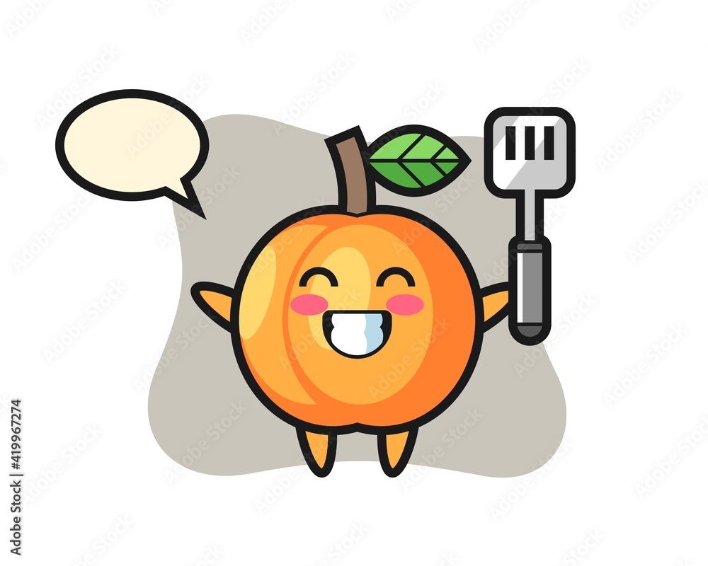 Apricot character illustration as a chef is cooking Apricot character illustration as a chef is cooking