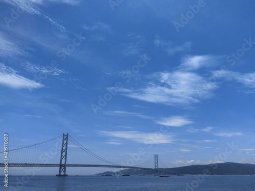 明石海峡大橋(神戸・西舞子からの風景)