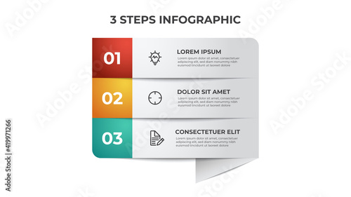 3 list of steps, row layout diagram with number sequence, infographic element template