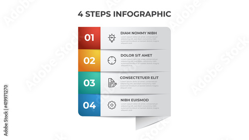 4 list of steps, row layout diagram with number sequence, infographic element template