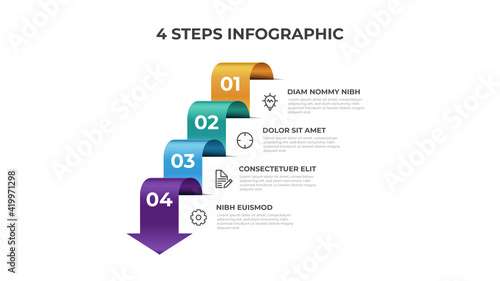 4 points of steps, infographic element template, arrow flow with number diagram vector © Ghani