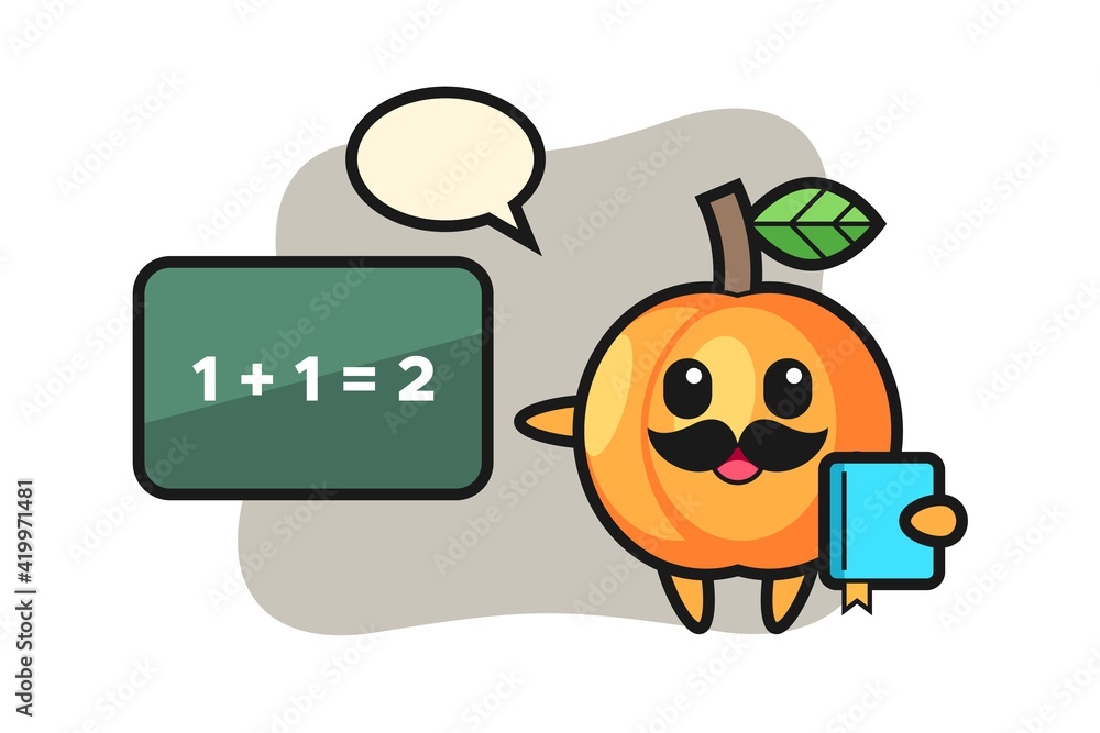 Illustration of apricot character as a teacher