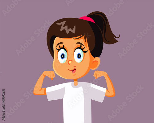 Strong Healthy Happy Girl Vector Illustration