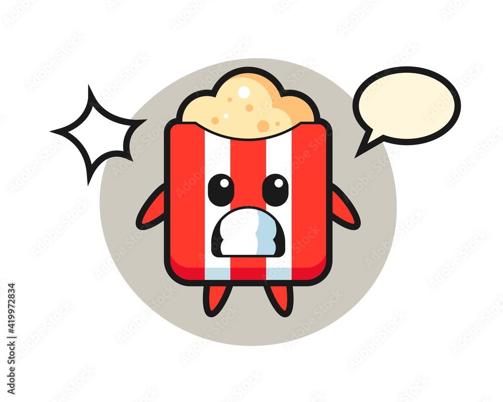 Popcorn character cartoon with shocked gesture Popcorn character cartoon with shocked gesture