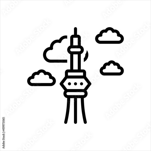 Black line icon for toronto