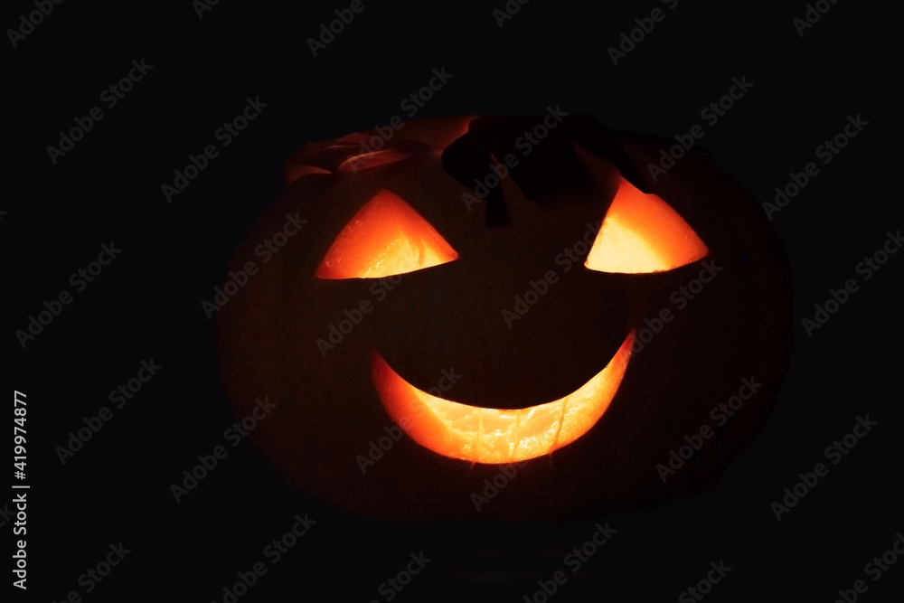 homemade carved glowing pumpkin in the dark homemade carved glowing pumpkin in the dark