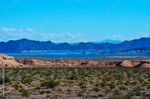 USA, Nevada, Lake Mead Recreation Area. Showing Lake Mead Bathtub Ring.
