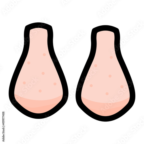 シンプルでかわいい鶏の手羽元のイラスト