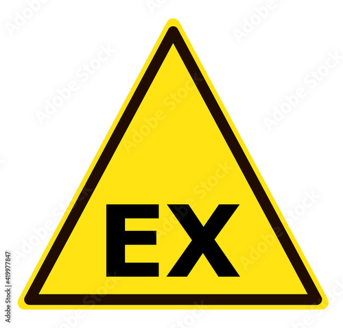 ATEX Explosive Atmosphere area zone warning. Danger of a potentially explosive atmosphere sign. Explosive Atmosphere symbol.