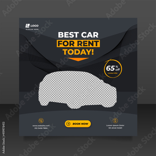 Car rental promotion social media post banner template