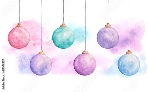 Hand-painted colorful watercolor hanging ball collection