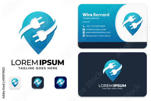 Electrical plug logo with business card design