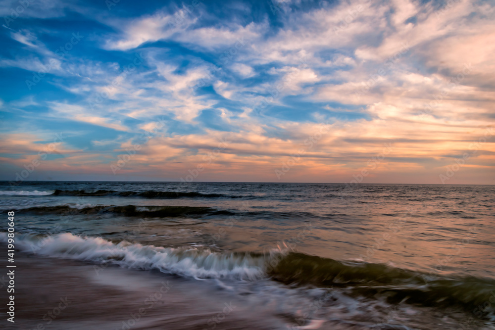 USA, New Jersey, Cape May National Seashore. Sunset on seashore. USA, New Jersey, Cape May National Seashore. Sunset on seashore.