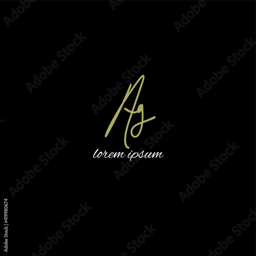 ag a g Initial handwriting or handwritten logo for identity with beauty monogram and elegant logo design