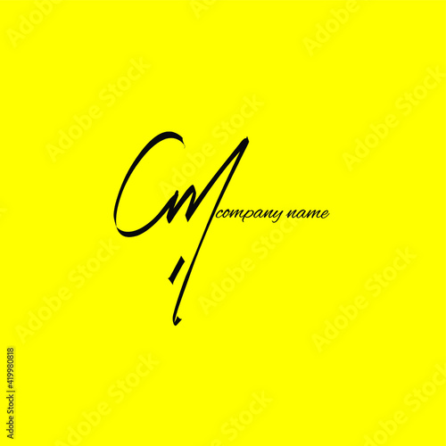 Cm C m Initial handwriting or handwritten logo for identity with beauty monogram and elegant logo design
