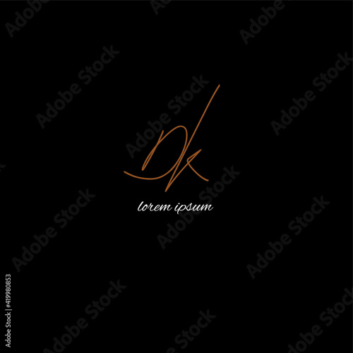 dk d k Initial handwriting or handwritten logo for identity with beauty monogram and elegant logo design