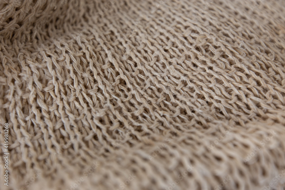 Natural fabric handmade from rough hemp thread. Natural fabric handmade from rough hemp thread.