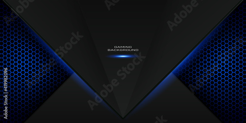 blue gaming background with hexagon pattern