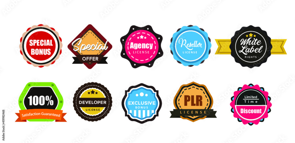 set of badges and labels