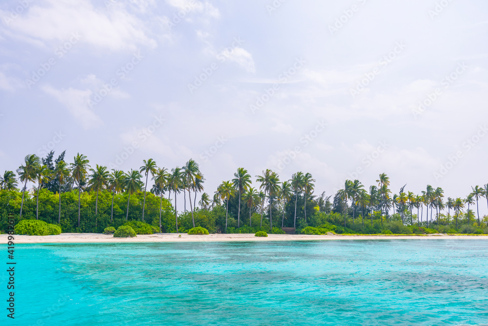 Tropical landscape on Olhuveli island, Maldives